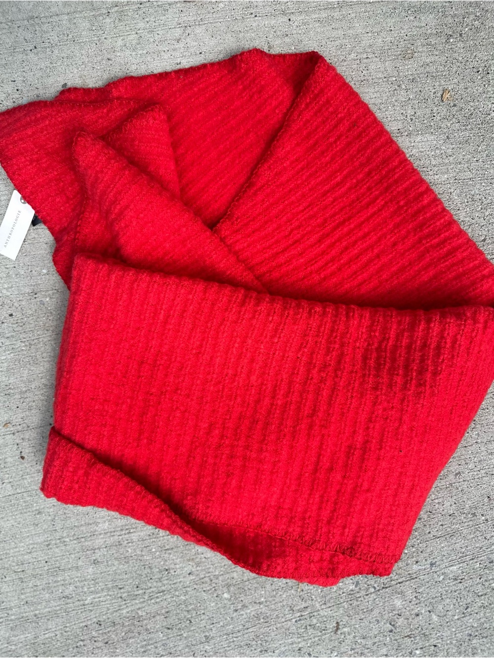Anthropologie Bright Red Cozy Knit Scarf